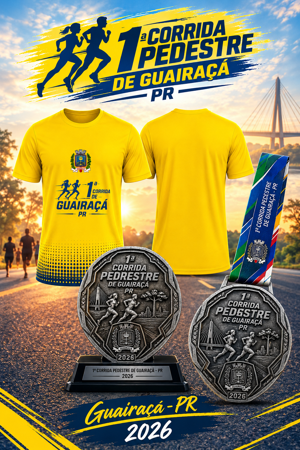 Banner do evento 1ª CORRIDA PEDRESTRE DE GUAIRAÇÁ - PR