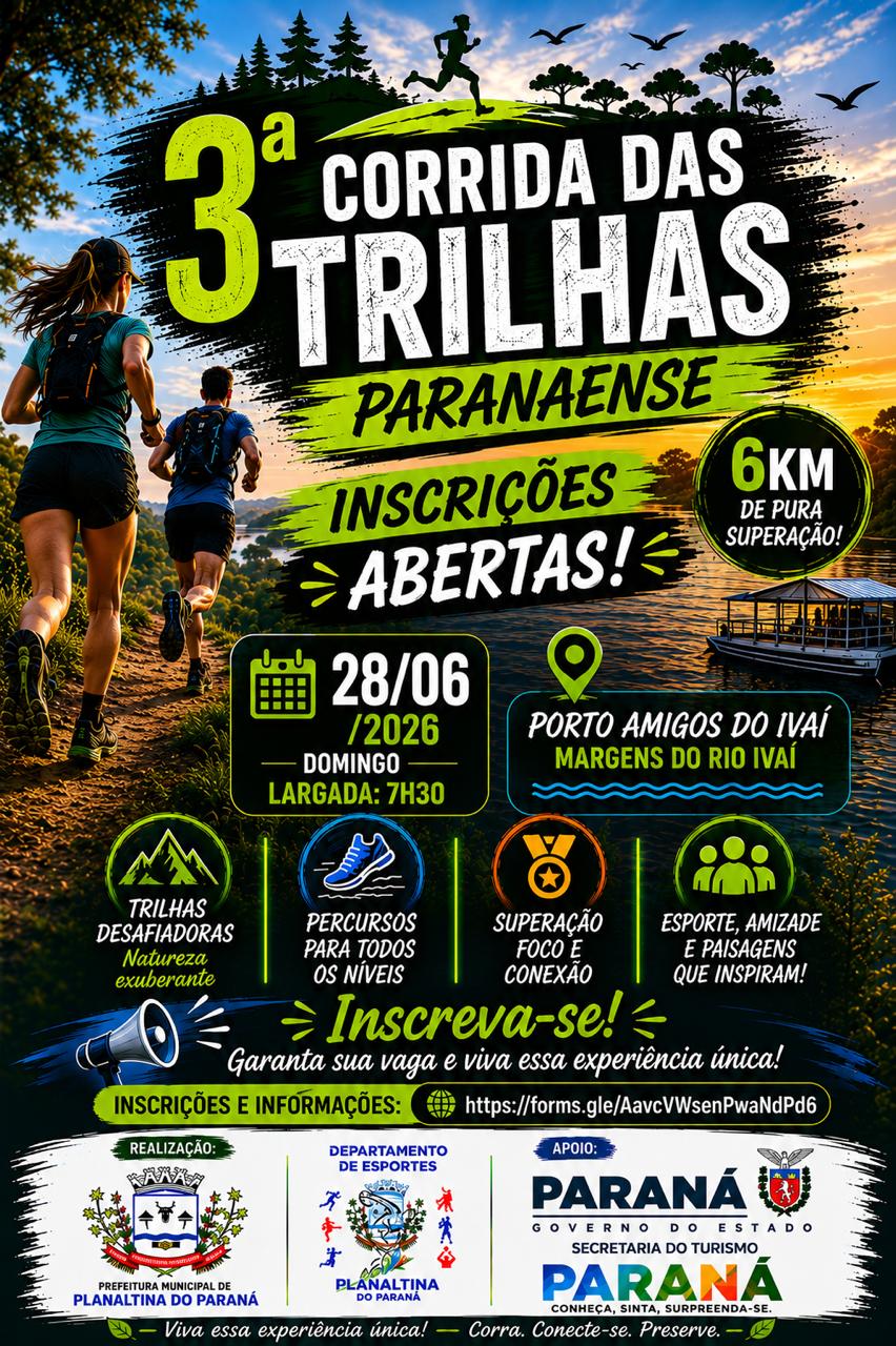 Banner do evento 3a CORRIDA DAS TRILHAS PARANANESES DE PLANLATINA DO  PARANÁ